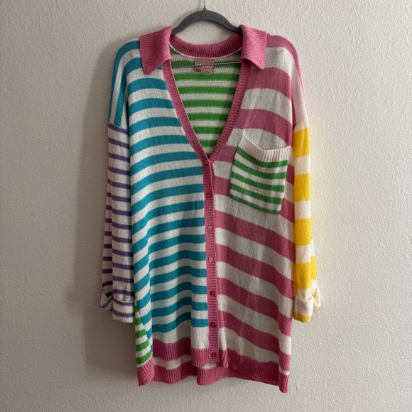 Show Me Your MuMu Colorful Sonny Oversized Button Up Cardigan Sweater Size Small - Picture 3 of 6